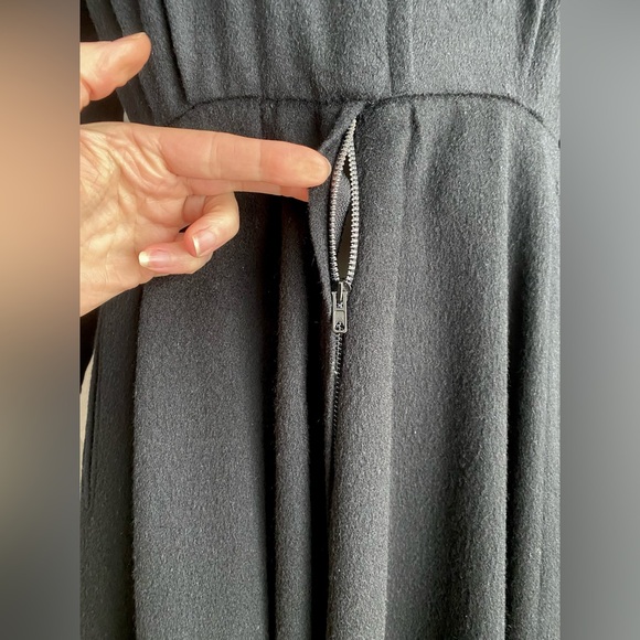 Yves Saint Laurent Rive Gauche Vintage Black WOOL DRESS 1980s does 1950s Size 40 - Picture 10 of 14